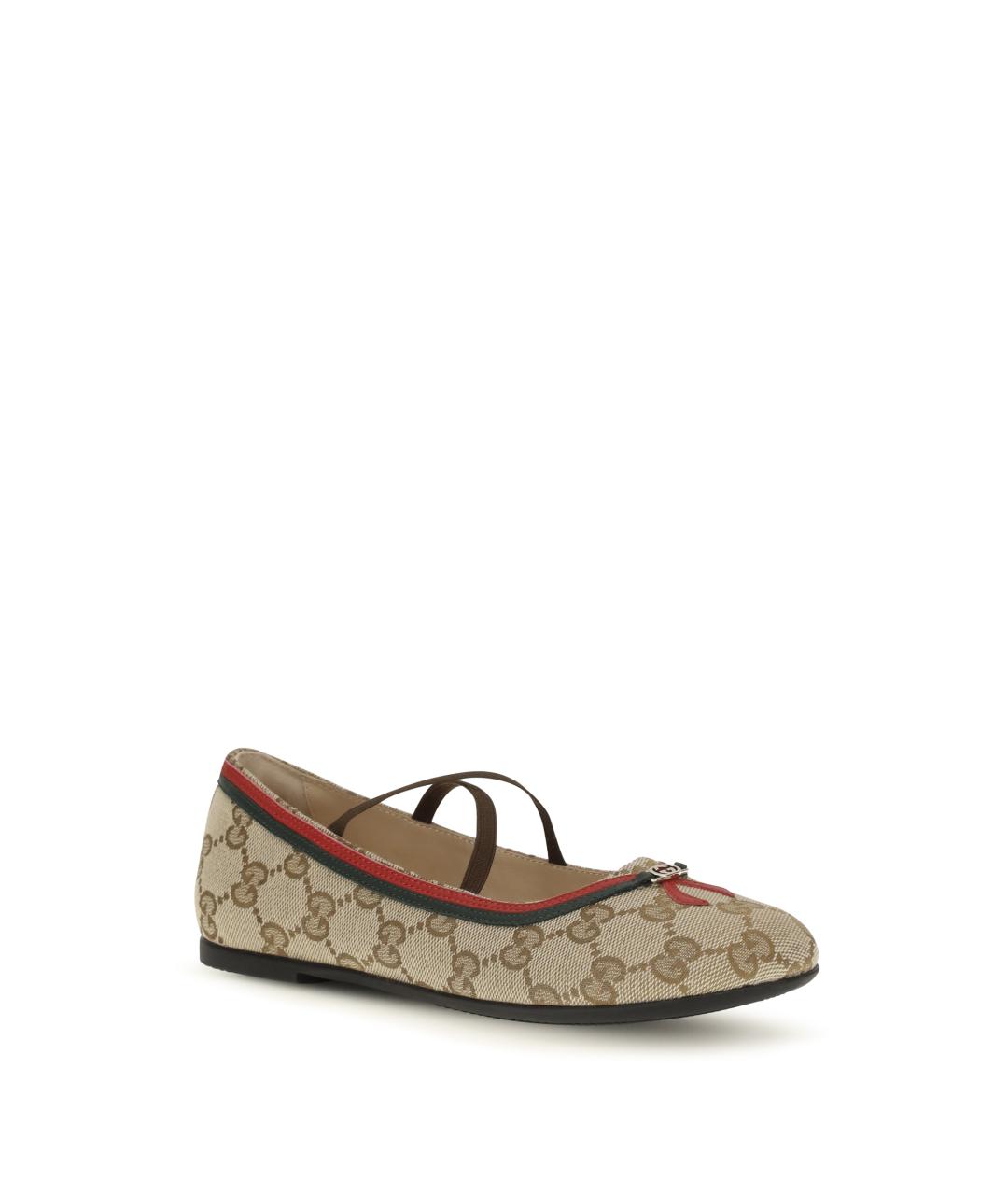 GUCCI Бежевые текстильные балетки, фото 2