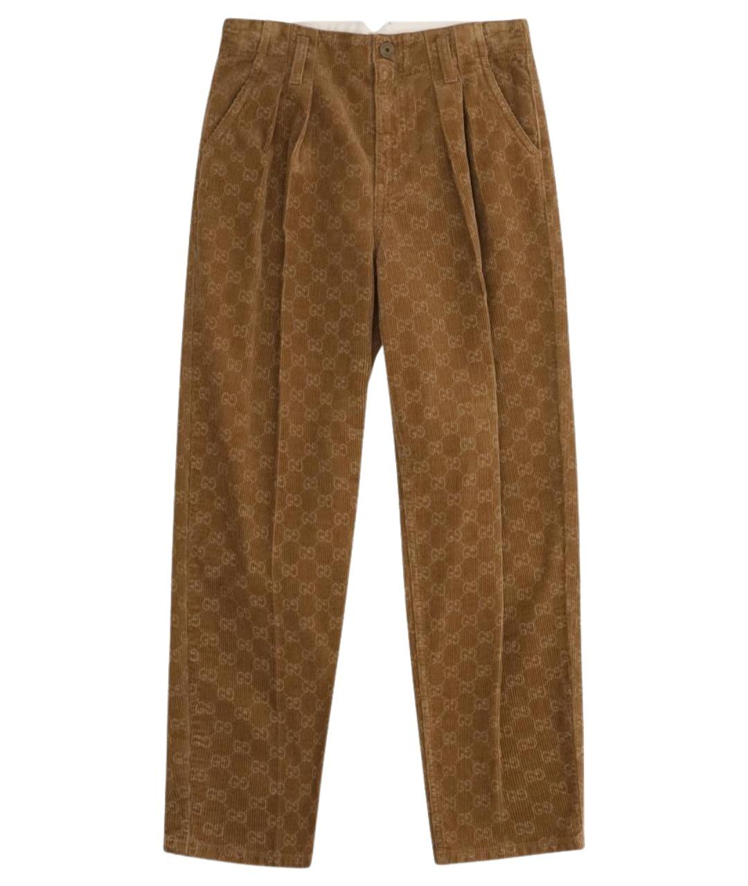 GUCCI Коричневые хлопковые брюки и шорты, фото 1