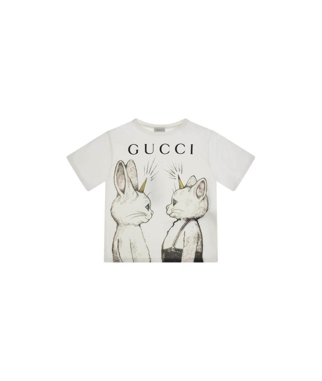 GUCCI Белая хлопковая детская футболка, фото 4