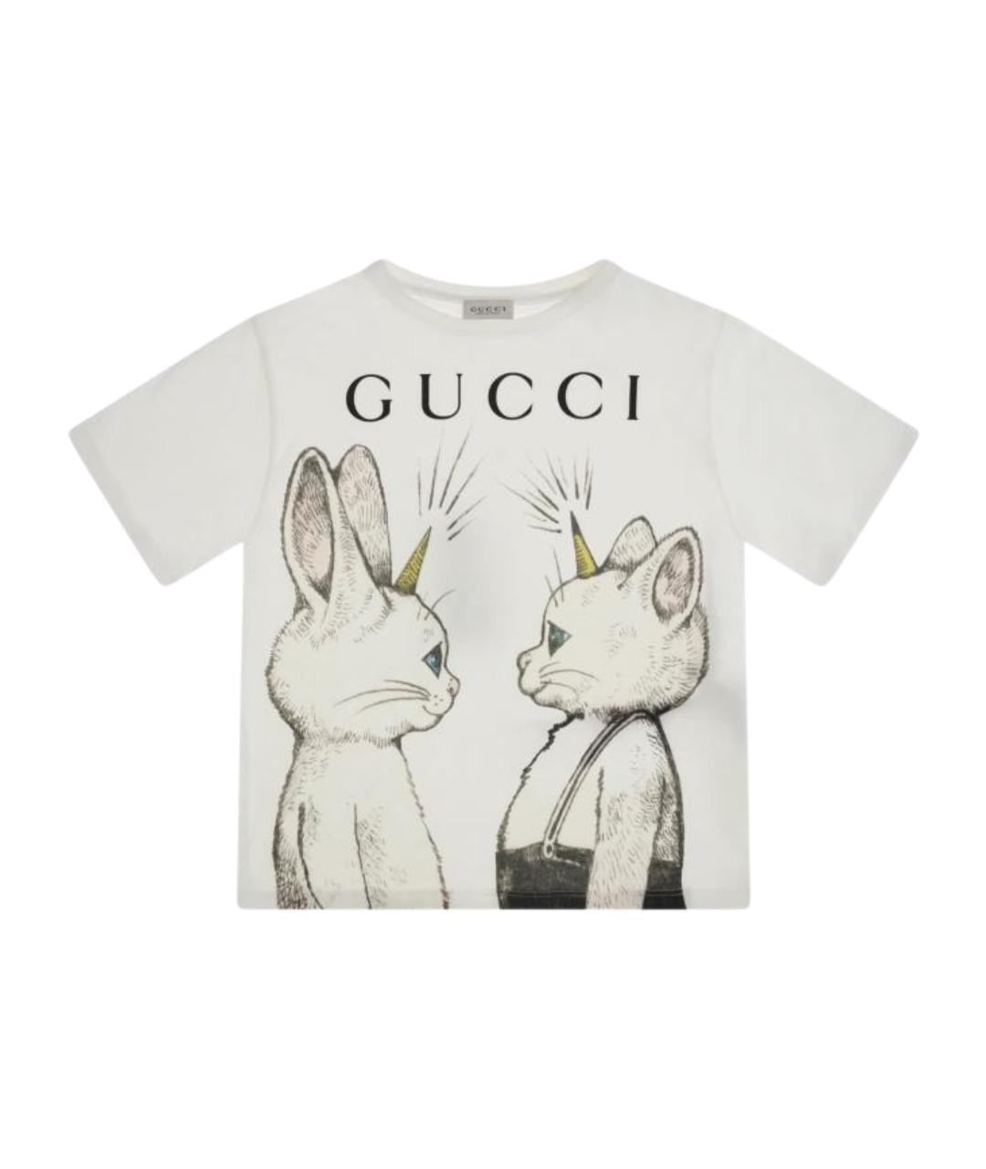 GUCCI Белая хлопковая детская футболка, фото 1