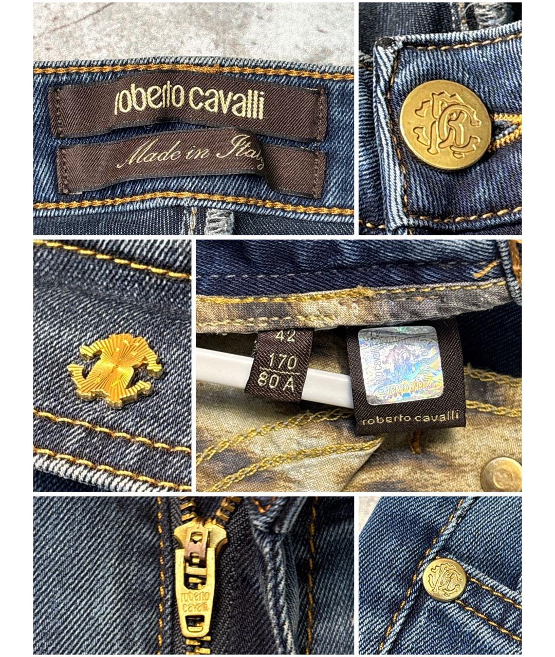 ROBERTO CAVALLI Синие хлопко-эластановые джинсы клеш, фото 5