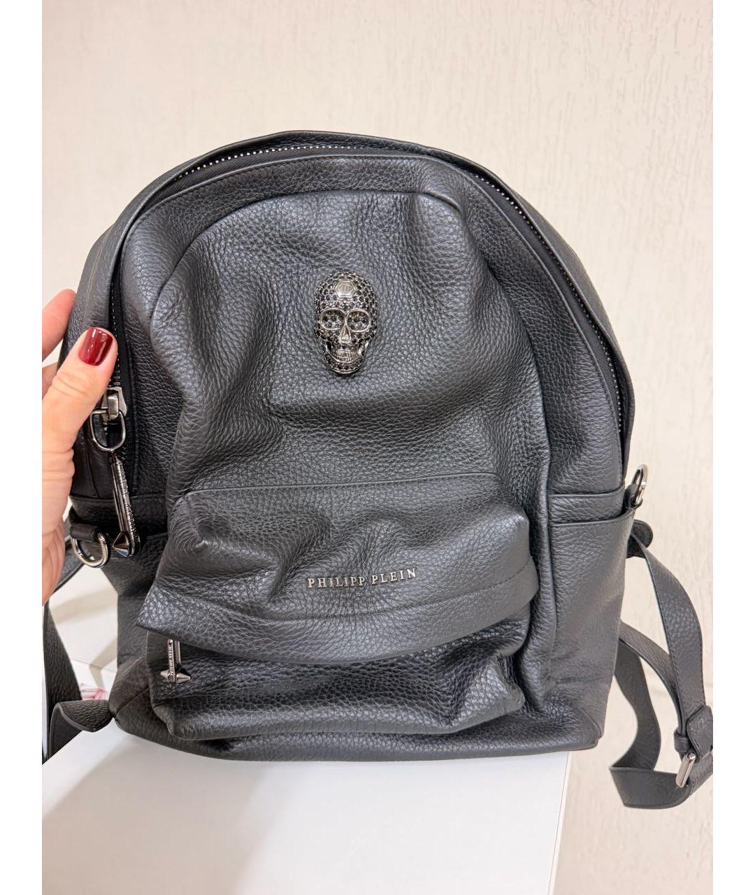 PHILIPP PLEIN Черный кожаный рюкзак, фото 3