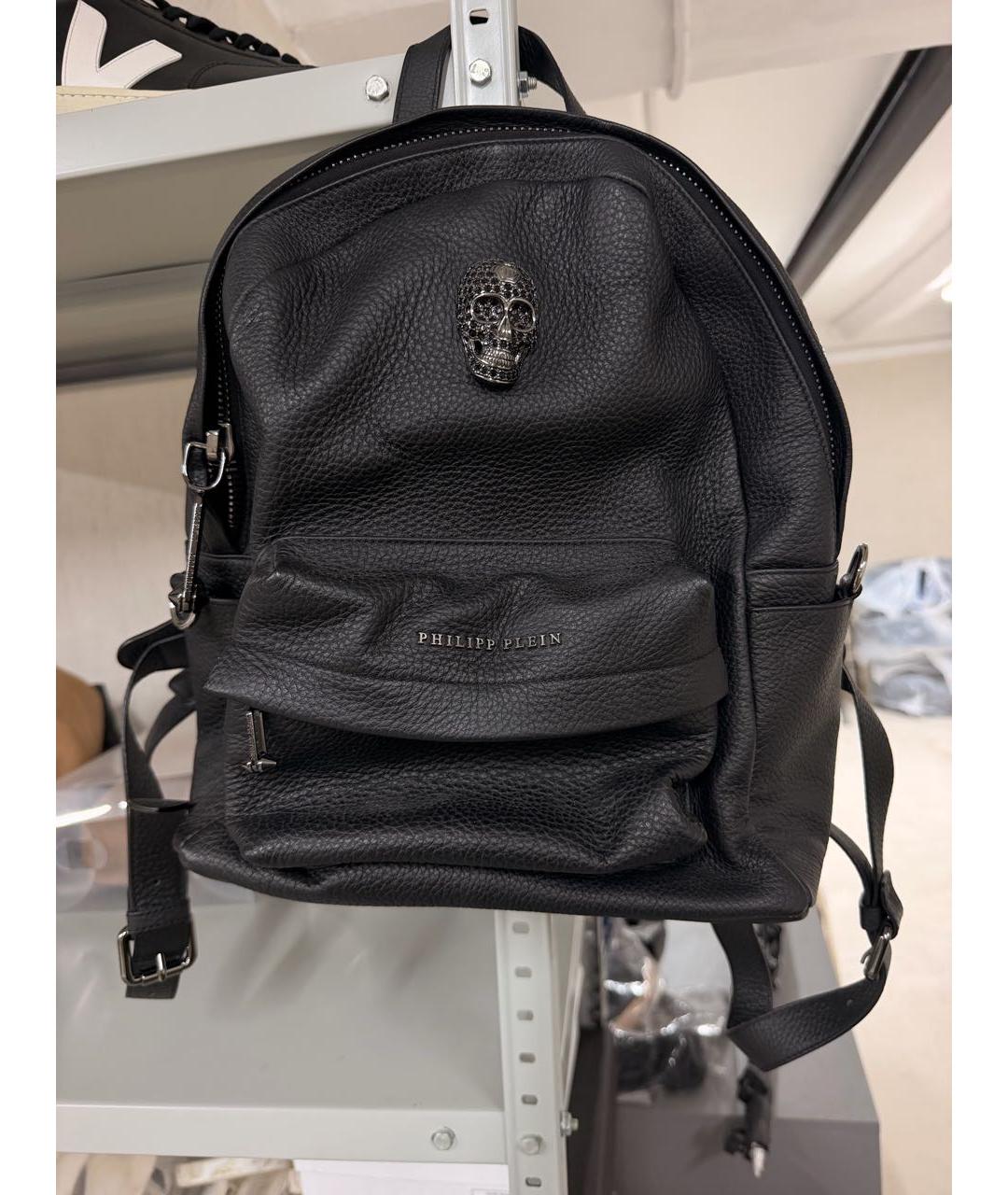 PHILIPP PLEIN Черный кожаный рюкзак, фото 4