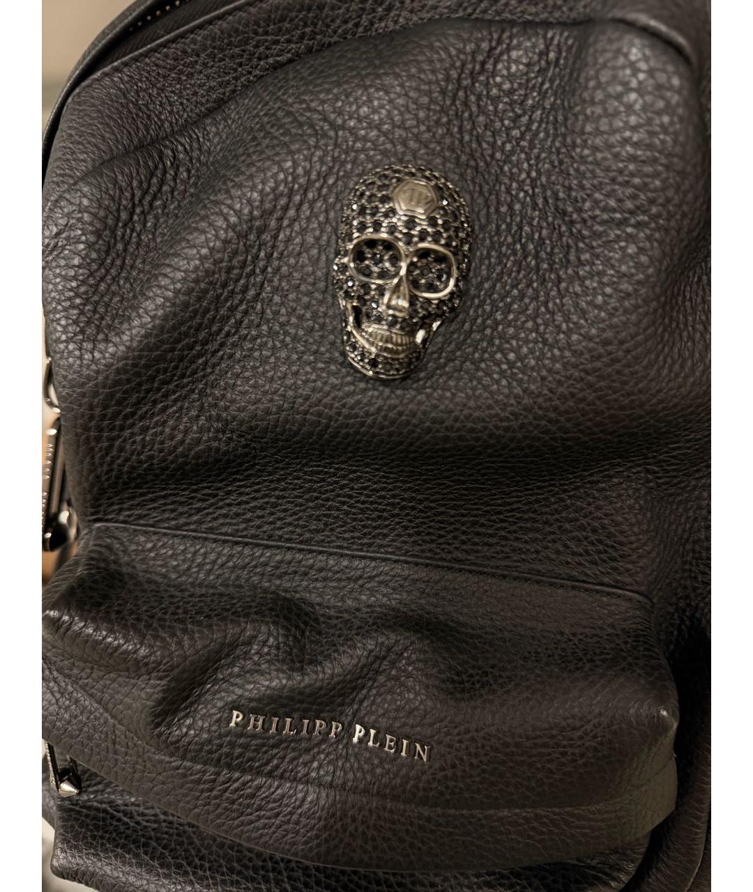 PHILIPP PLEIN Черный кожаный рюкзак, фото 2