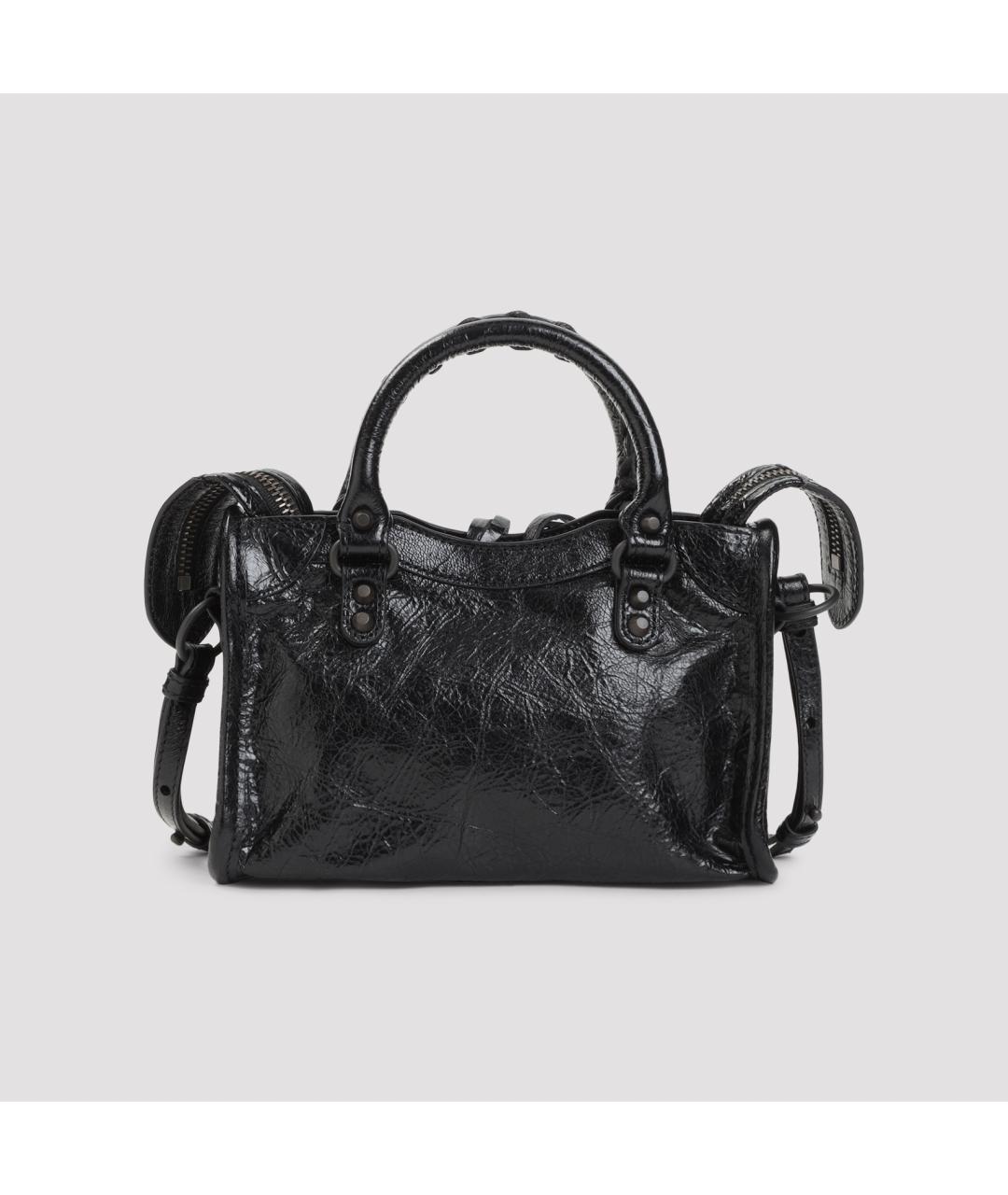 BALENCIAGA Черная кожаная сумка тоут, фото 3