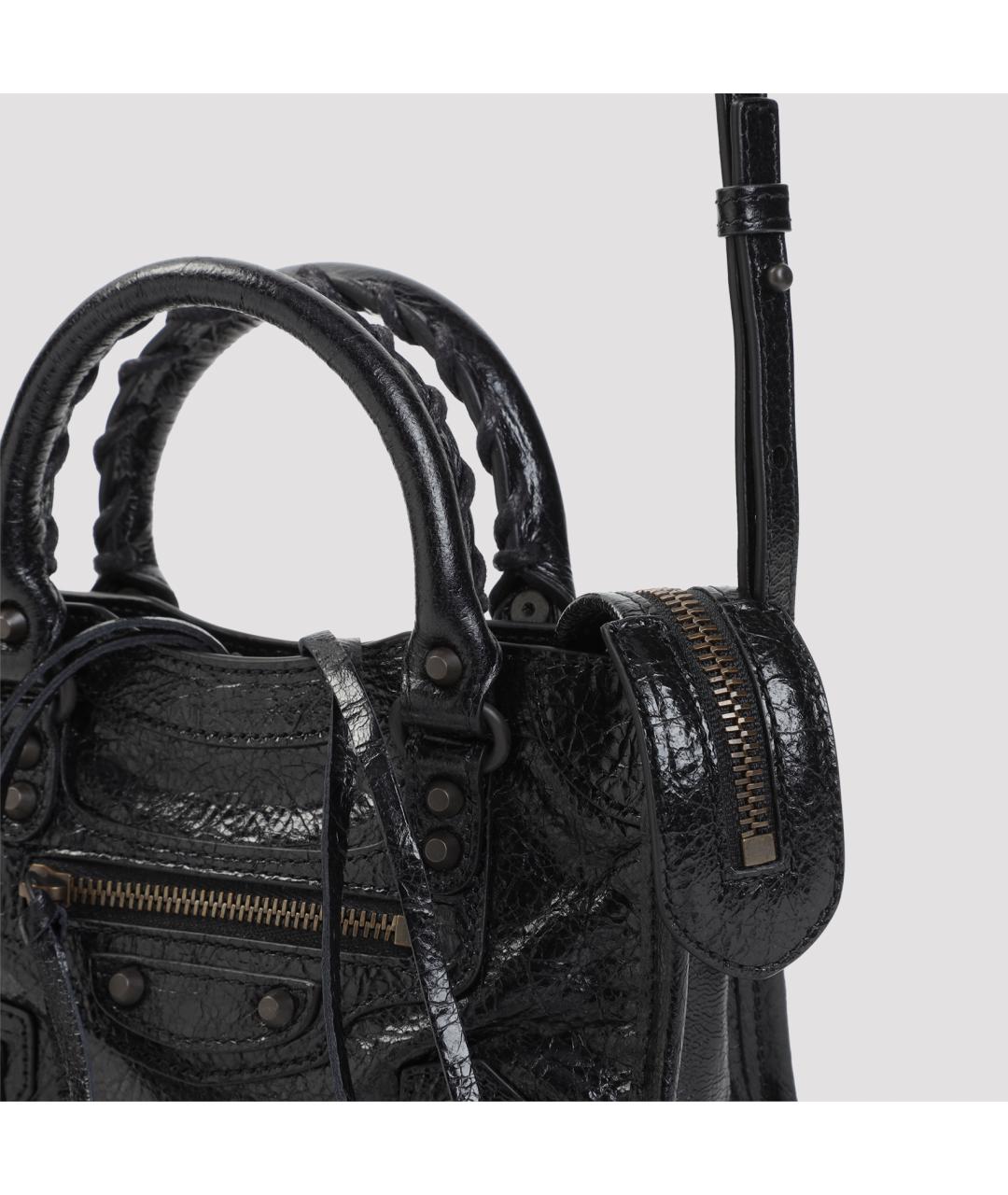 BALENCIAGA Черная кожаная сумка тоут, фото 4