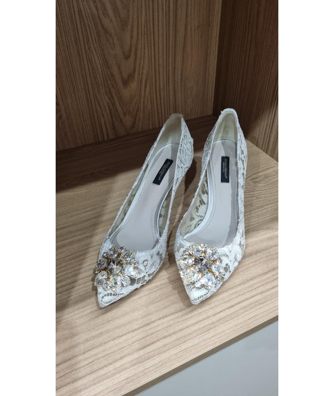 DOLCE&GABBANA Белые текстильные туфли, фото 2