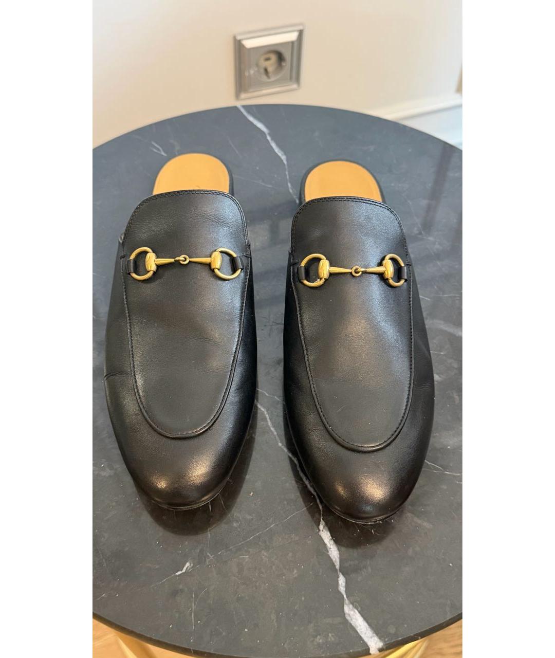 GUCCI Черные кожаные мюли, фото 2