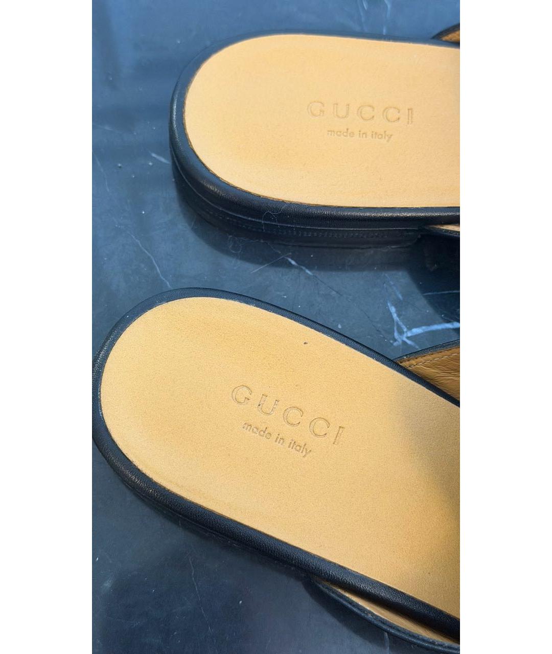 GUCCI Черные кожаные мюли, фото 4