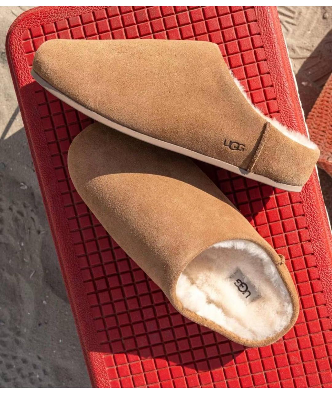 UGG Бежевые замшевые мюли, фото 4