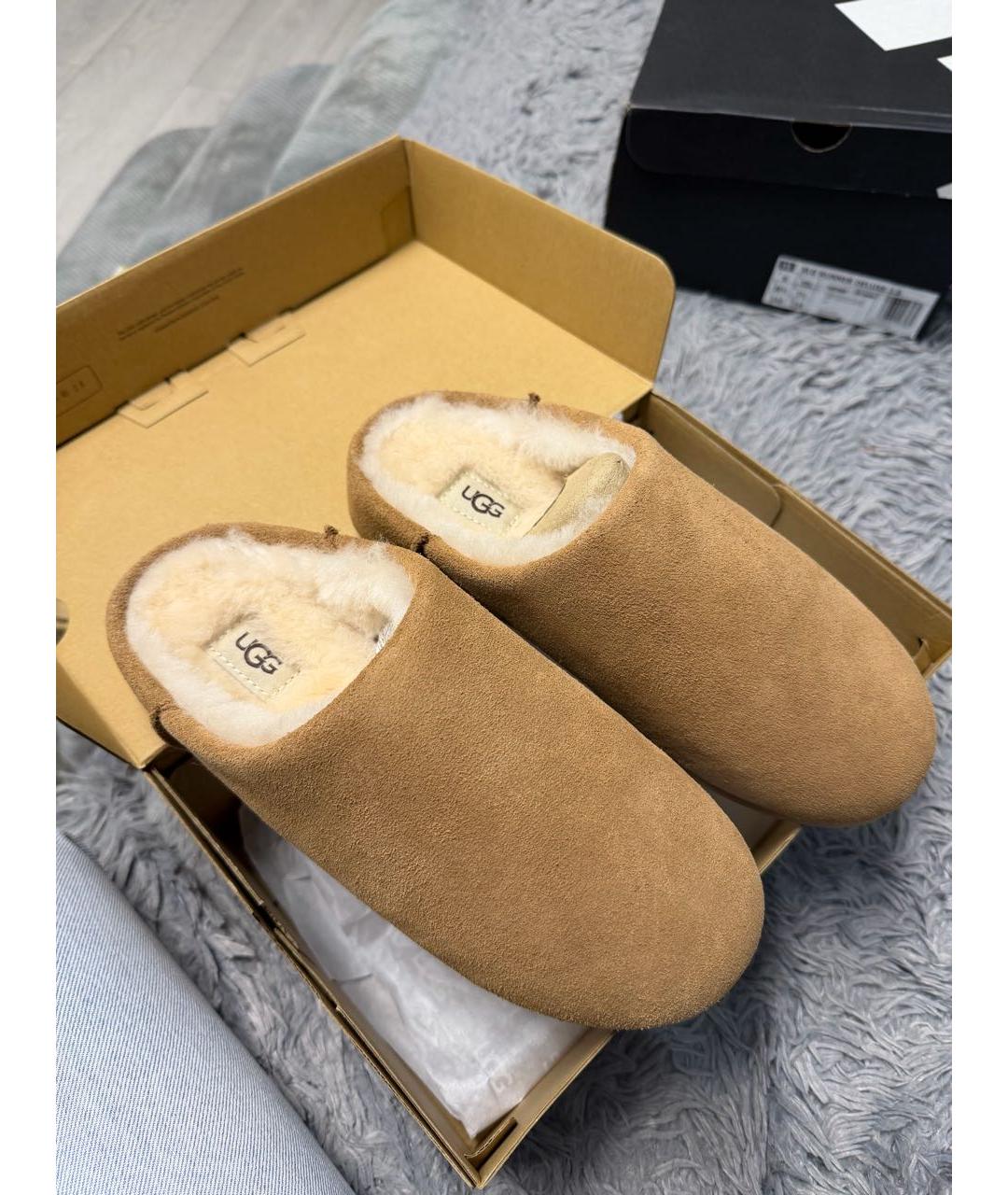 UGG Бежевые замшевые мюли, фото 2