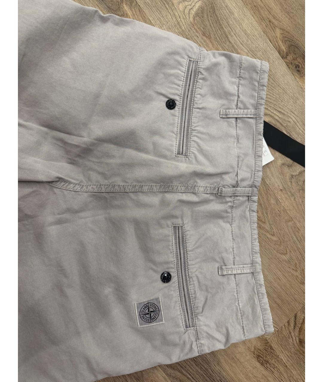 STONE ISLAND Серые хлопковые повседневные брюки, фото 2