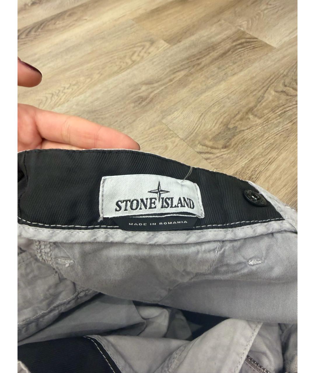 STONE ISLAND Серые хлопковые повседневные брюки, фото 5