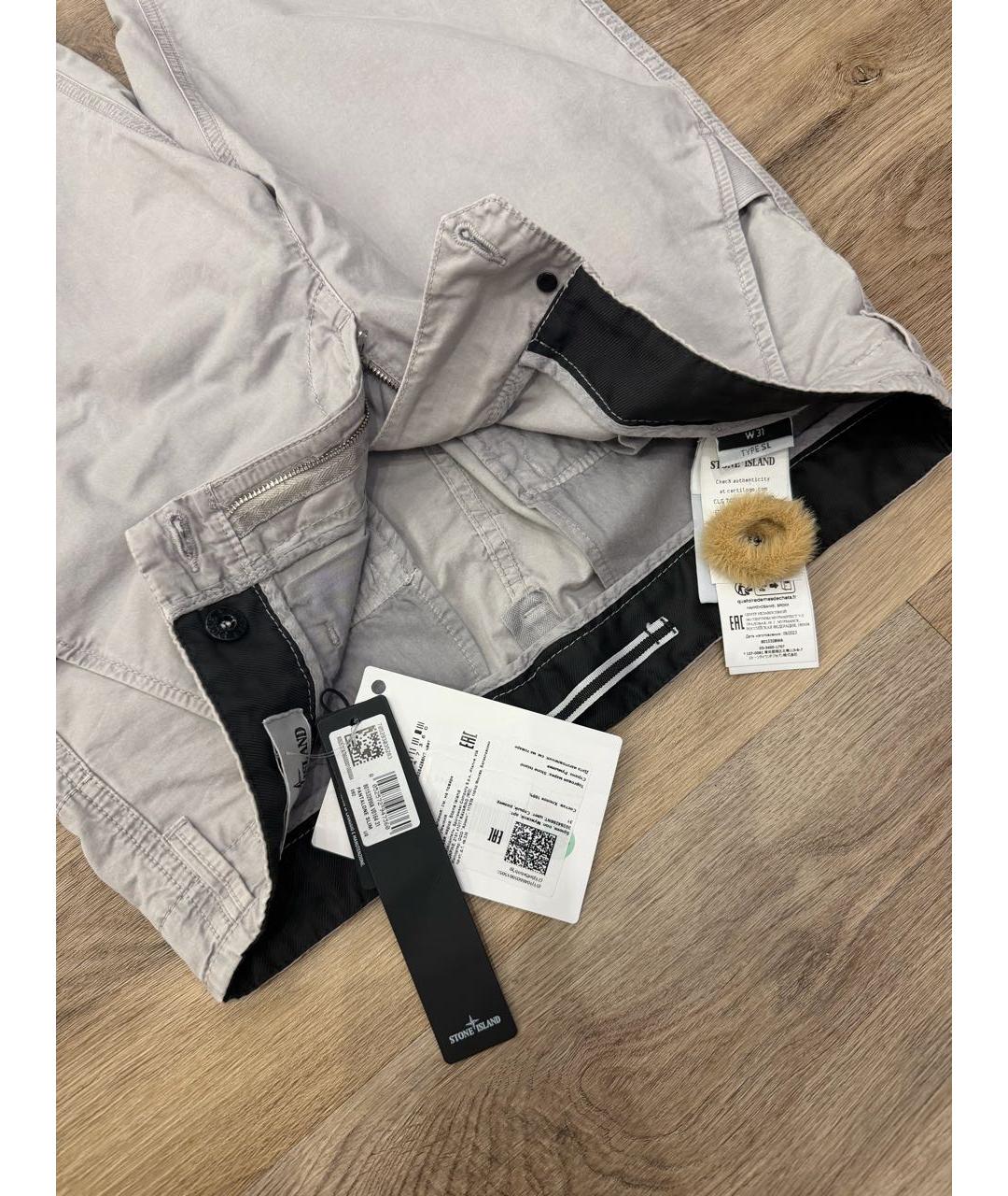 STONE ISLAND Серые хлопковые повседневные брюки, фото 3