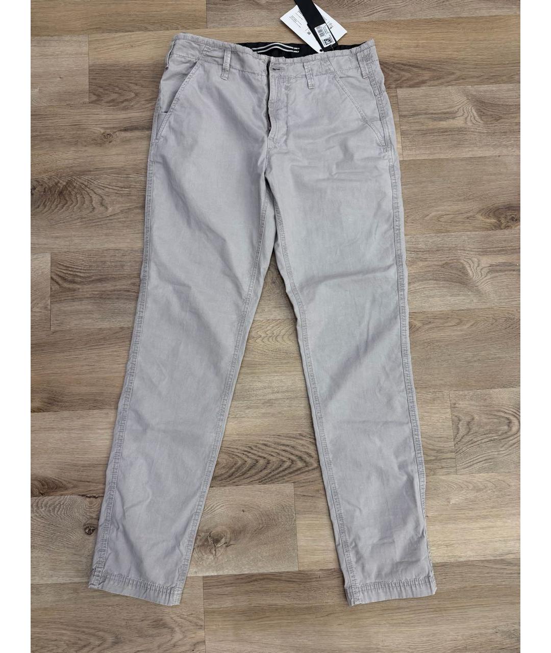 STONE ISLAND Серые хлопковые повседневные брюки, фото 6