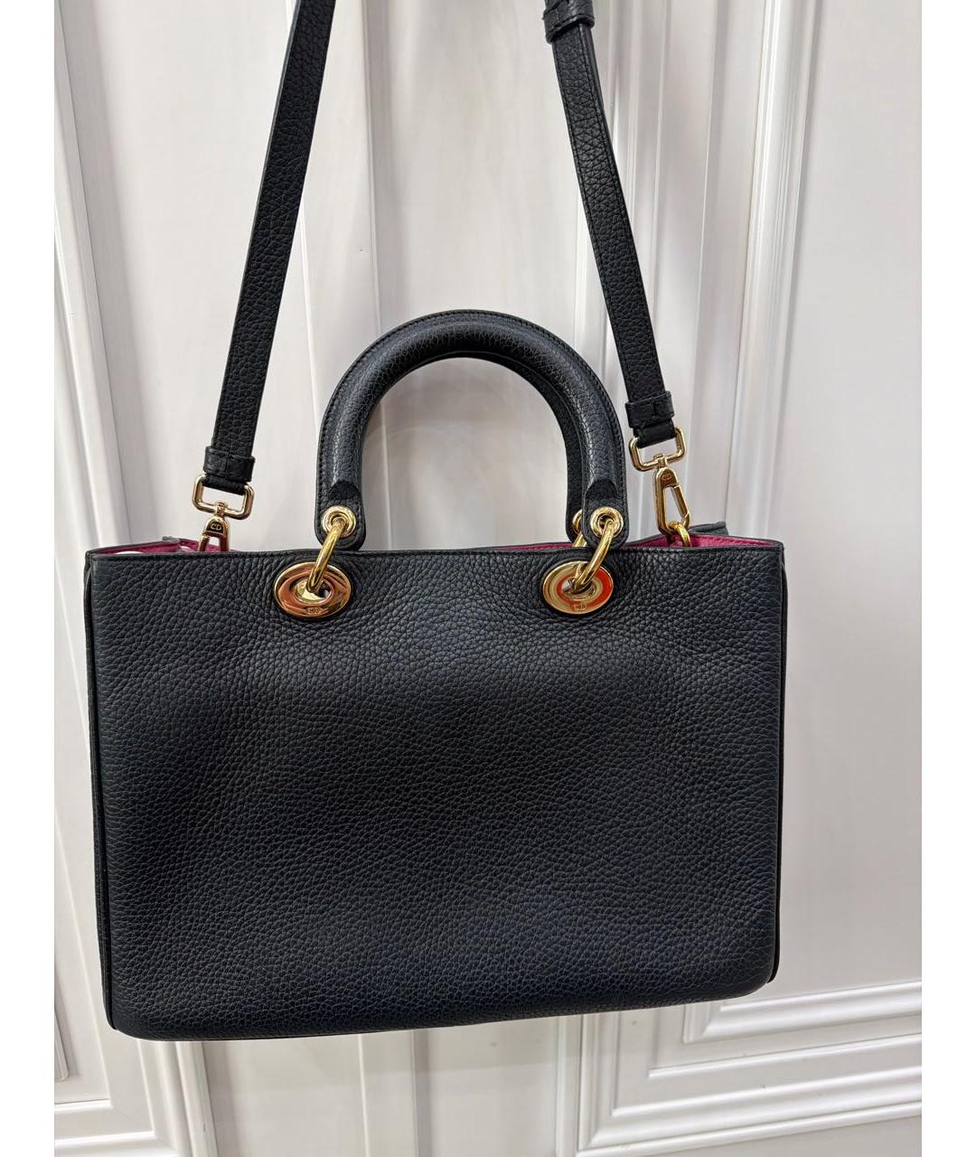 CHRISTIAN DIOR Черная кожаная сумка с короткими ручками, фото 2