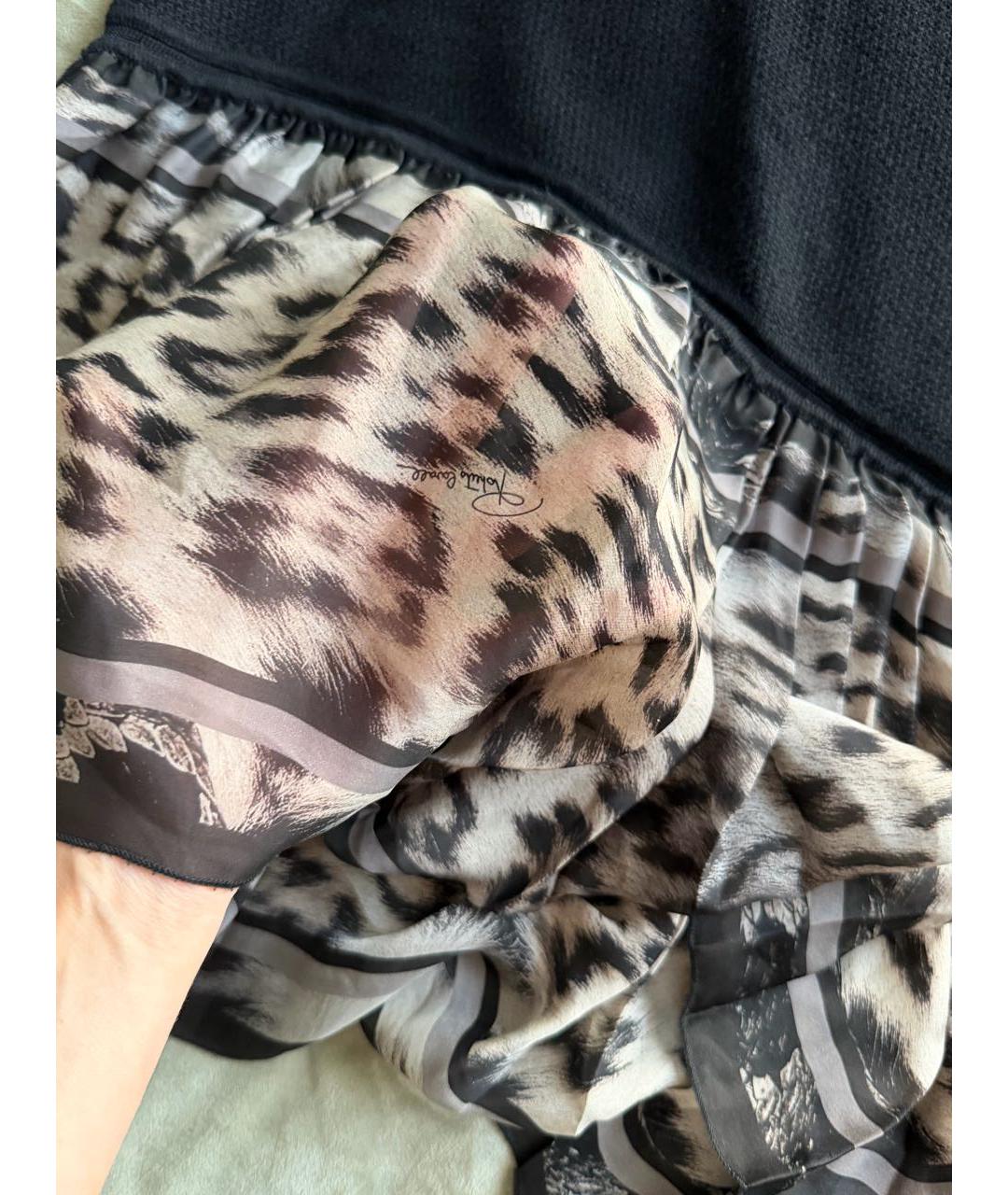 ROBERTO CAVALLI Черное шерстяное повседневное платье, фото 8