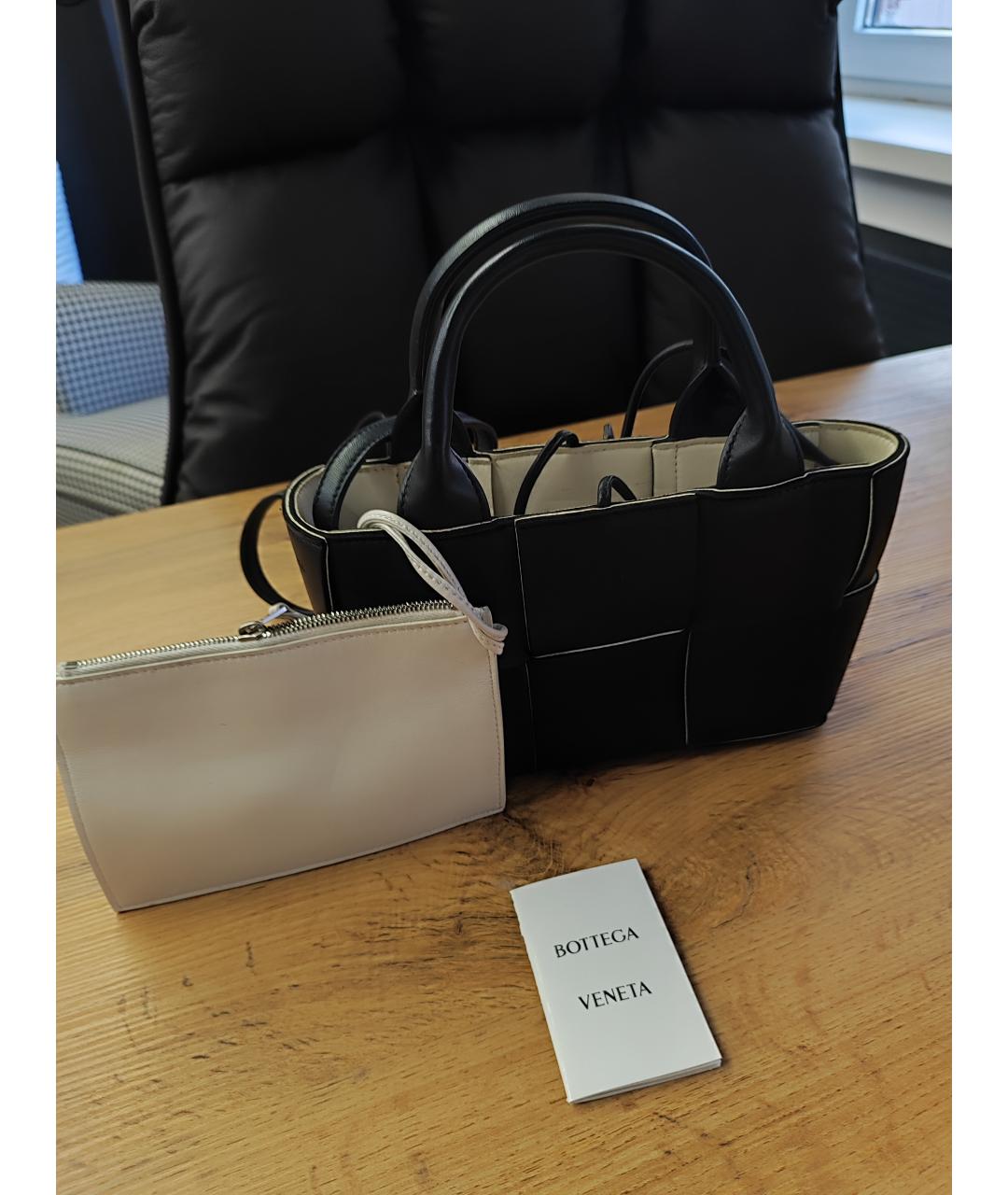 BOTTEGA VENETA Черная кожаная сумка тоут, фото 2