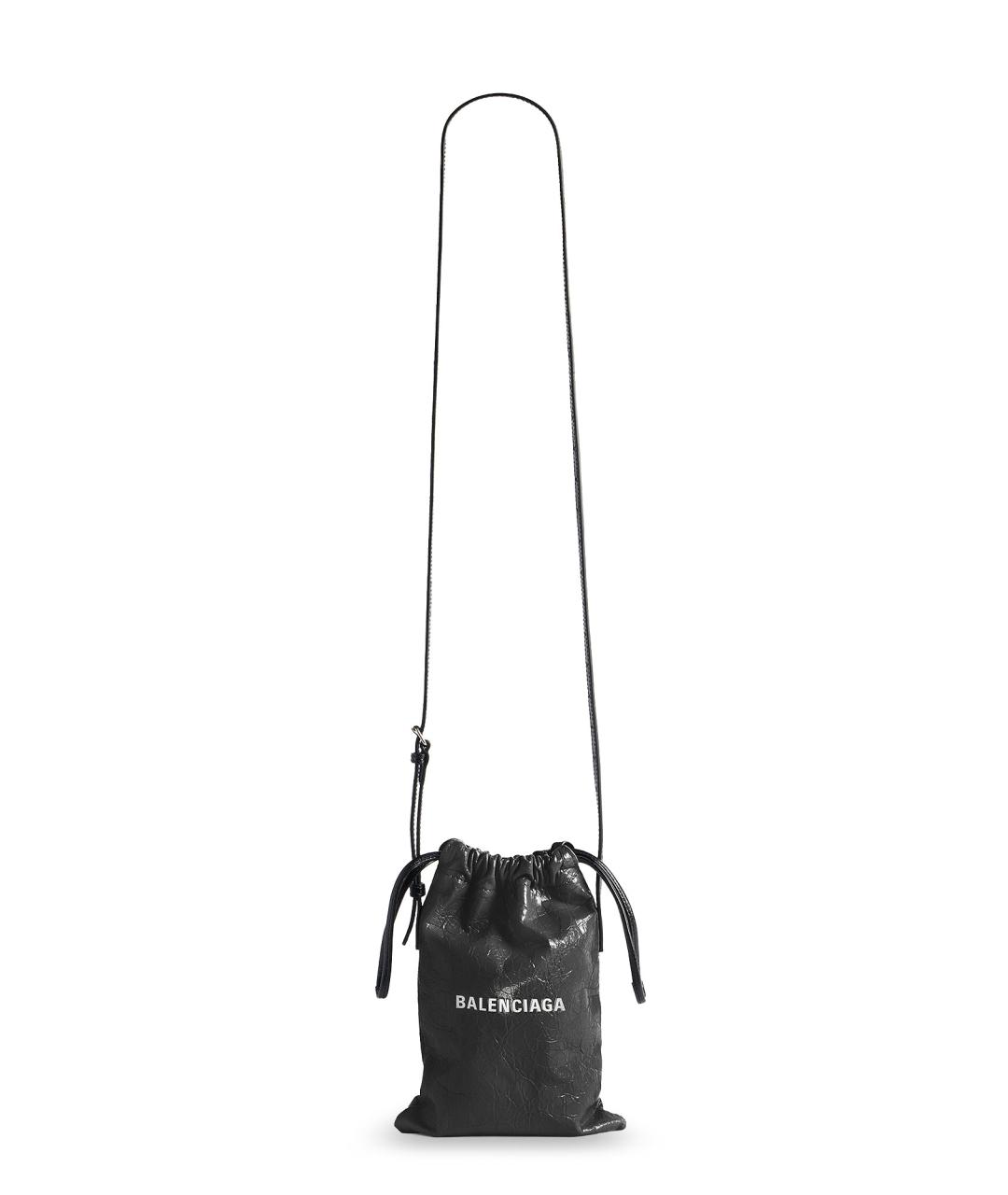 BALENCIAGA Черная кожаная сумка на плечо, фото 1