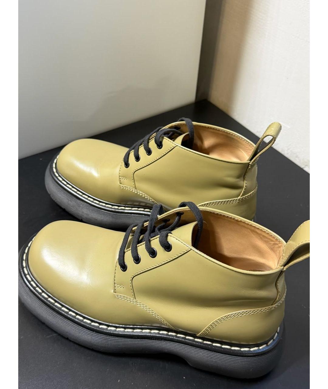 BOTTEGA VENETA Хаки кожаные низкие ботинки, фото 6