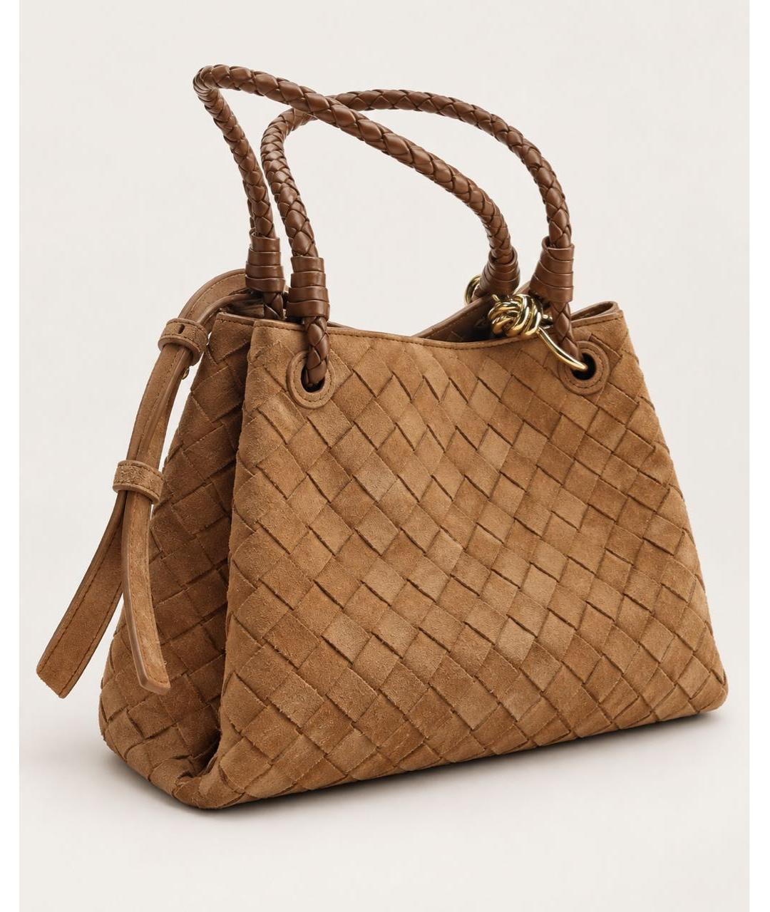 BOTTEGA VENETA Коричневая замшевая сумка с короткими ручками, фото 2