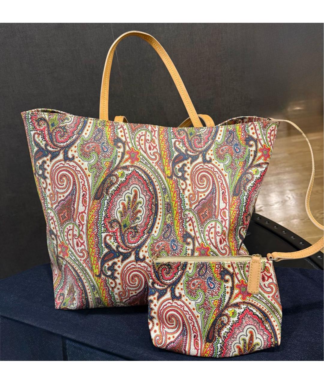 ETRO Бежевая пляжная сумка из канвы, фото 3