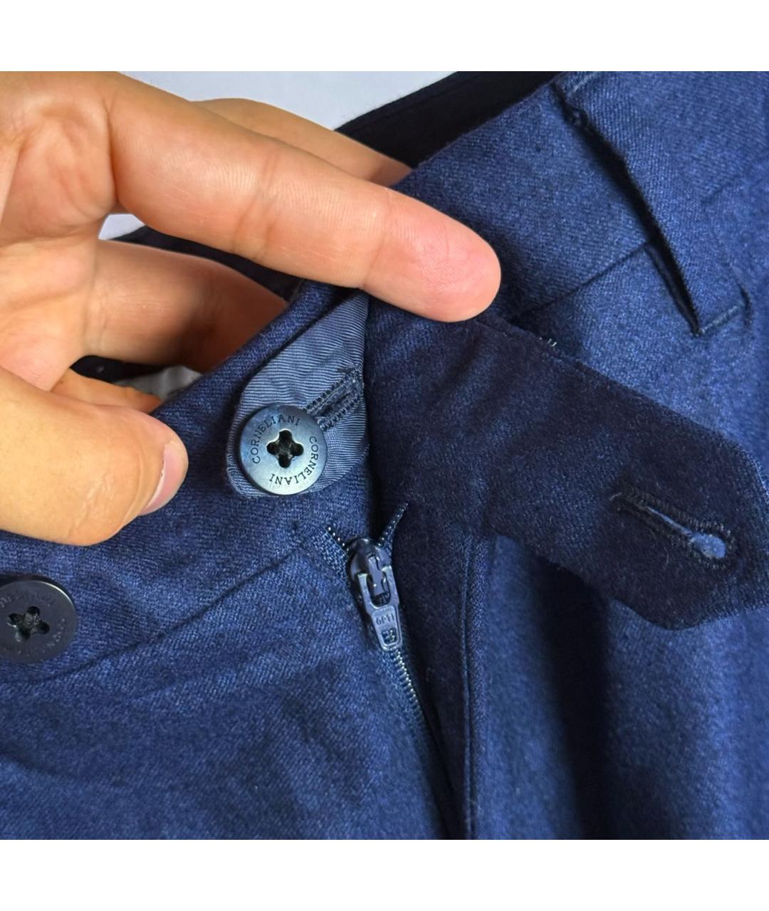 CORNELIANI Темно-синие шерстяные классические брюки, фото 4