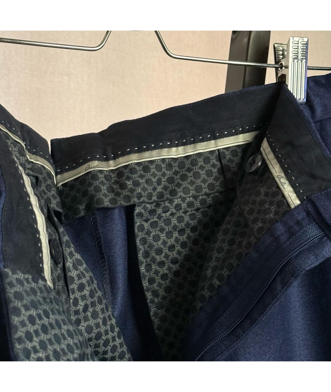 CORNELIANI Темно-синие шерстяные классические брюки, фото 7