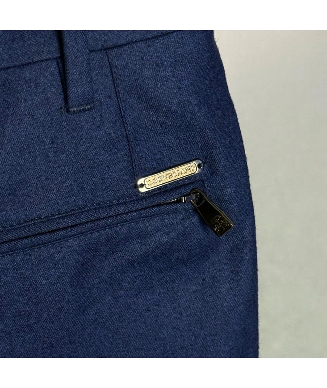 CORNELIANI Темно-синие шерстяные классические брюки, фото 5