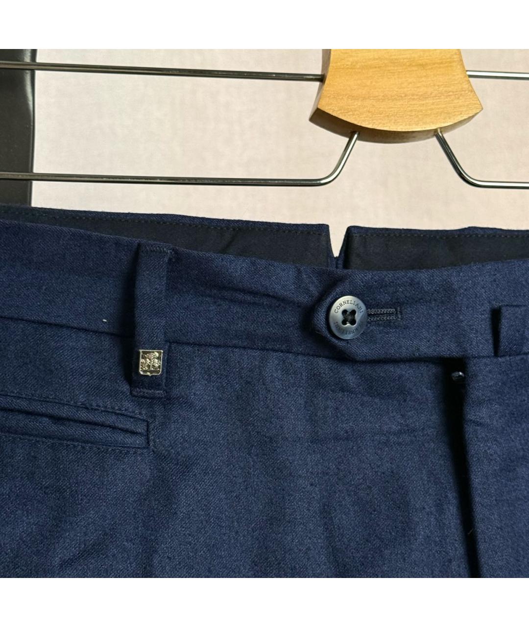 CORNELIANI Темно-синие шерстяные классические брюки, фото 3