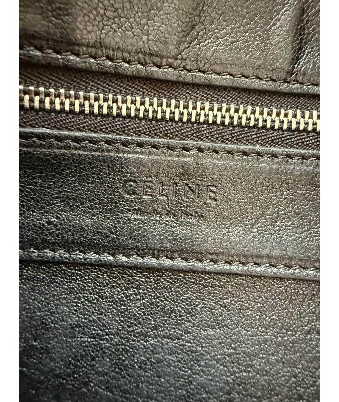 CELINE Черная кожаная сумка тоут, фото 8