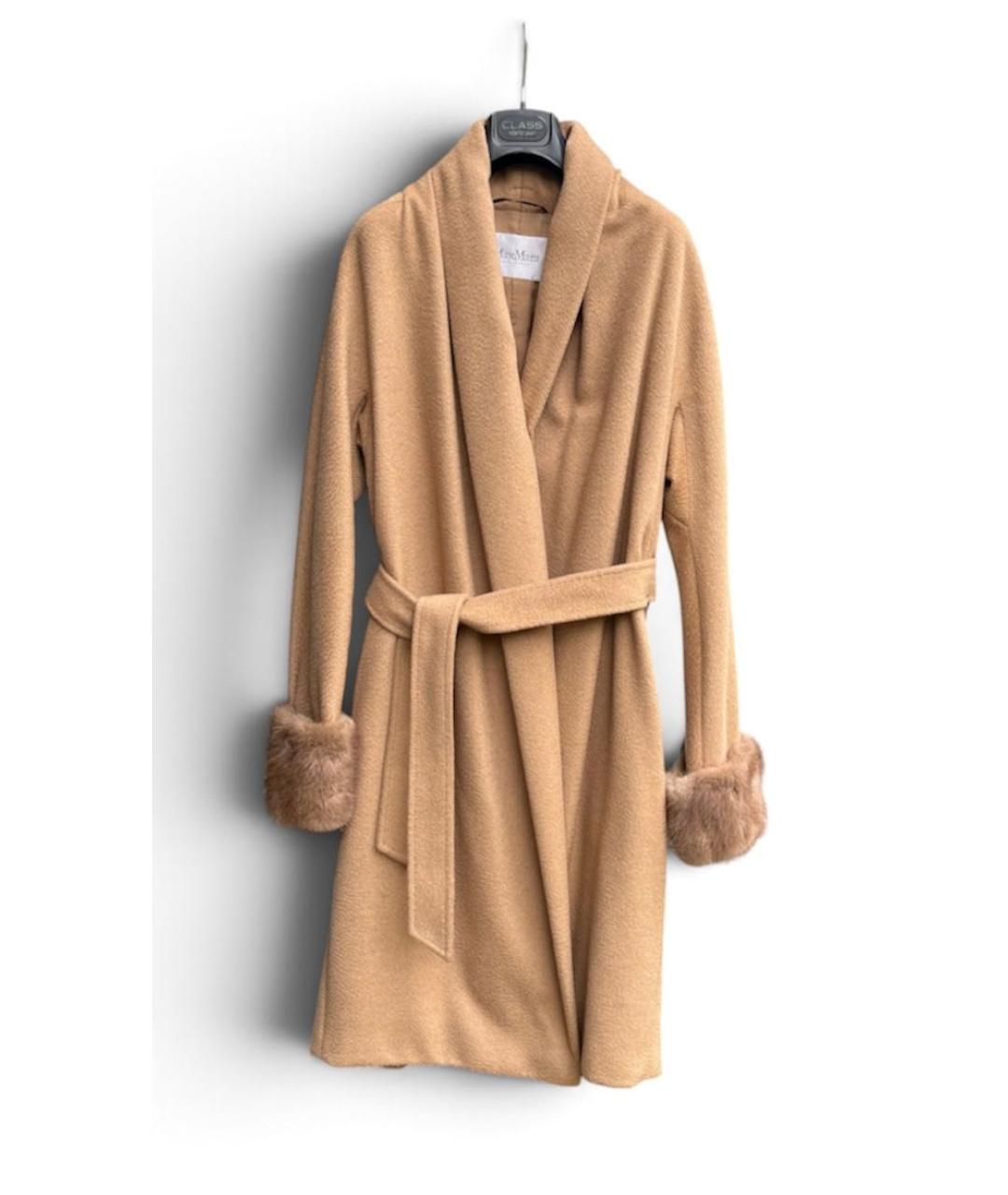 MAX MARA Бежевое шерстяное пальто, фото 9
