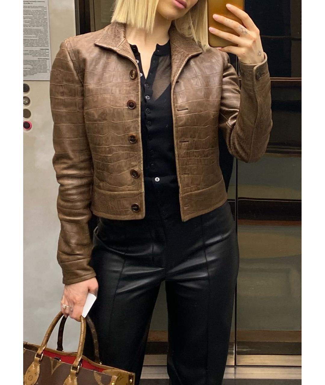 RALPH LAUREN Коричневая кожаная куртка, фото 7