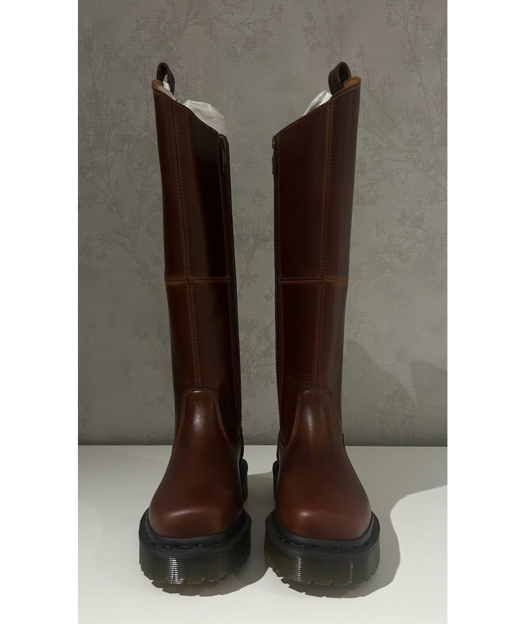 DR. MARTENS Коричневые кожаные сапоги, фото 2
