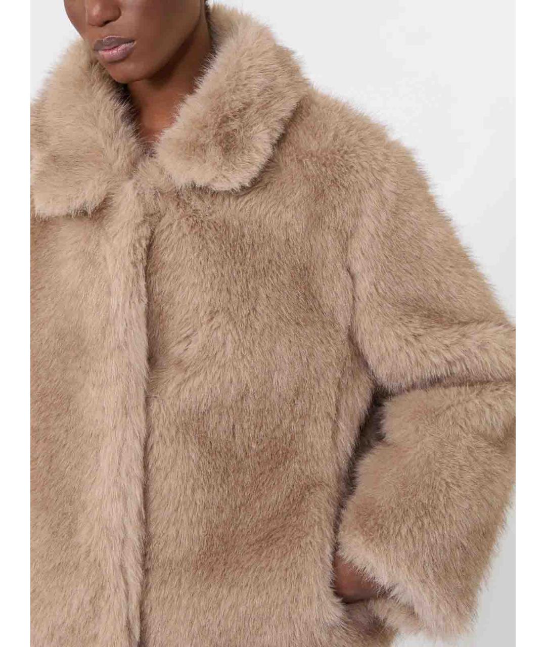 'S MAX MARA Бежевая полиэстеровая шуба, фото 3