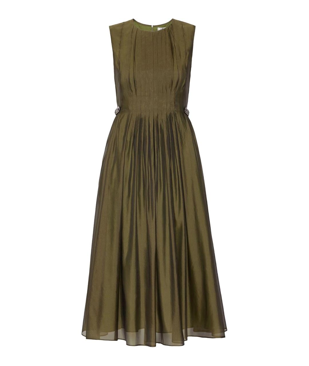 'S MAX MARA Хаки шелковое повседневное платье, фото 1