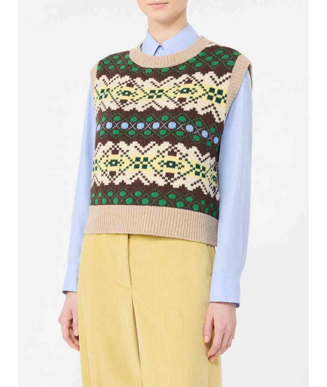 WEEKEND MAX MARA Мульти шерстяная жилетка, фото 3
