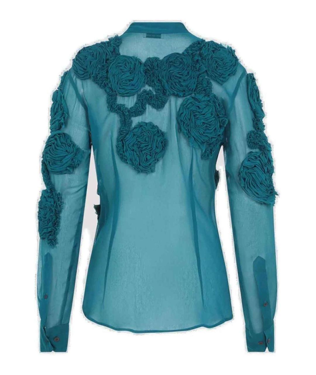 DRIES VAN NOTEN Бирюзовая вискозная рубашка, фото 2