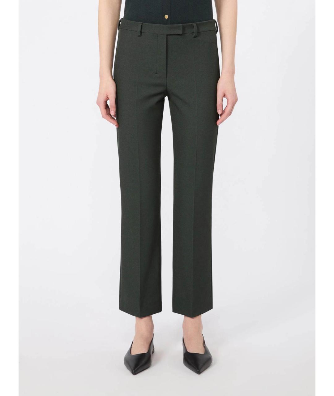 'S MAX MARA Зеленые хлопковые прямые брюки, фото 2