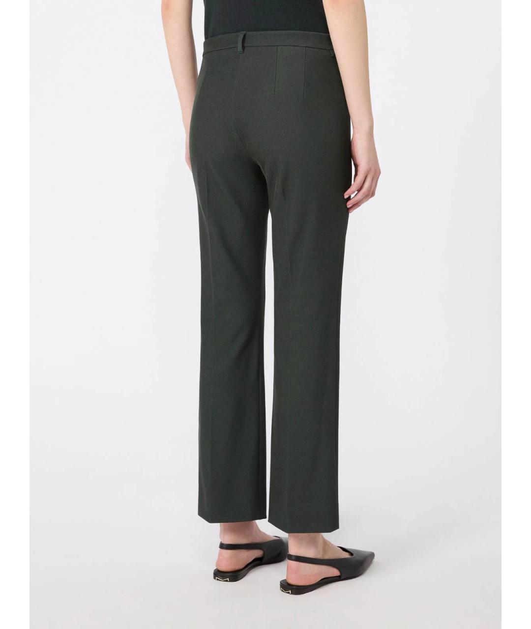 'S MAX MARA Зеленые хлопковые прямые брюки, фото 3