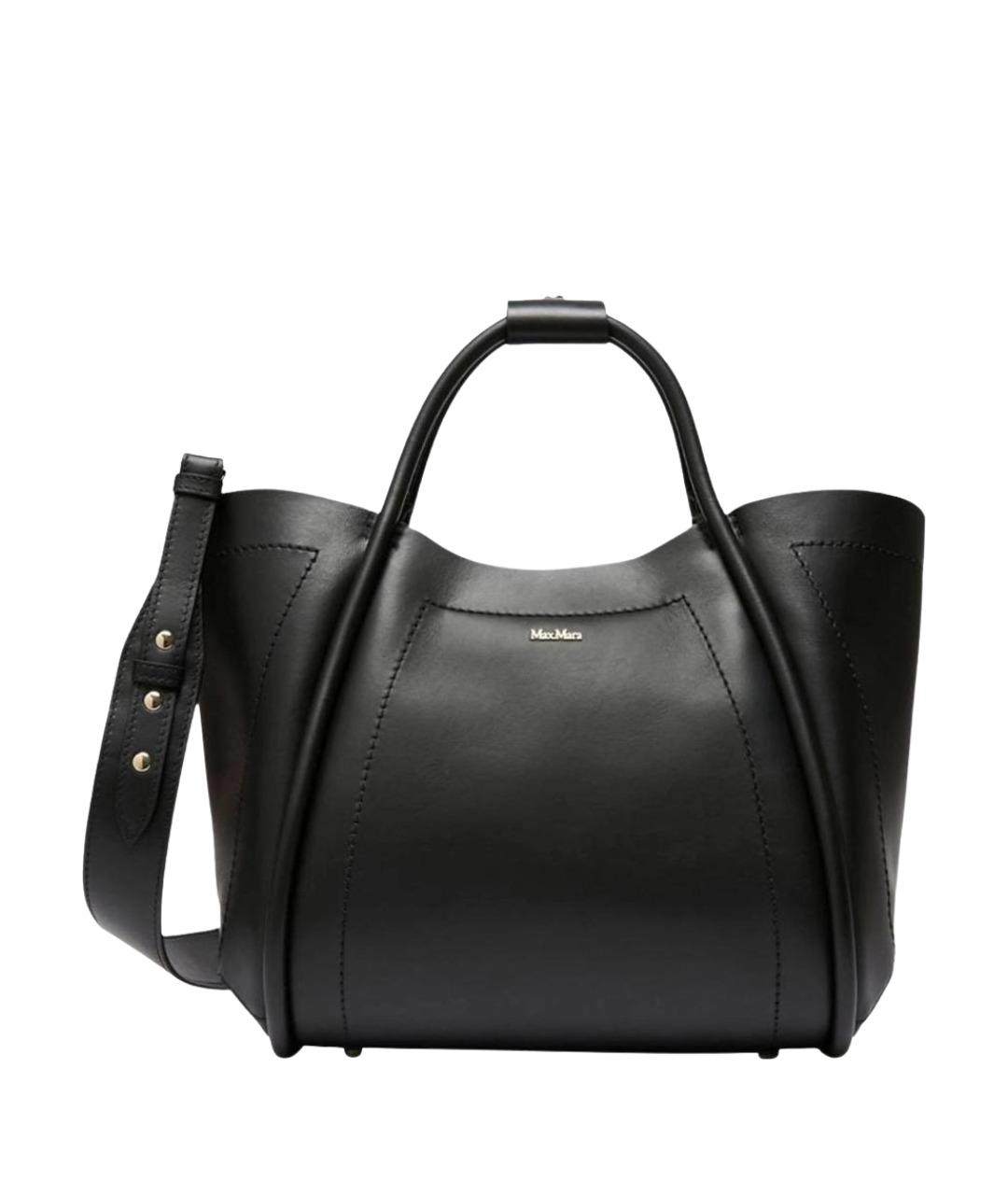 MAX MARA Черная кожаная сумка тоут, фото 1