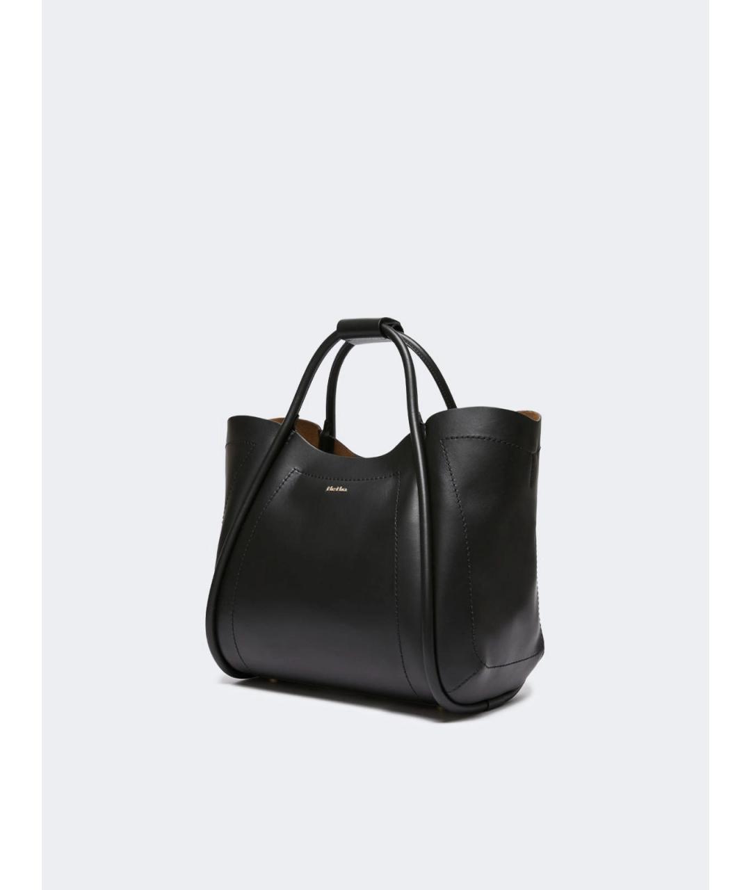 MAX MARA Черная кожаная сумка тоут, фото 2