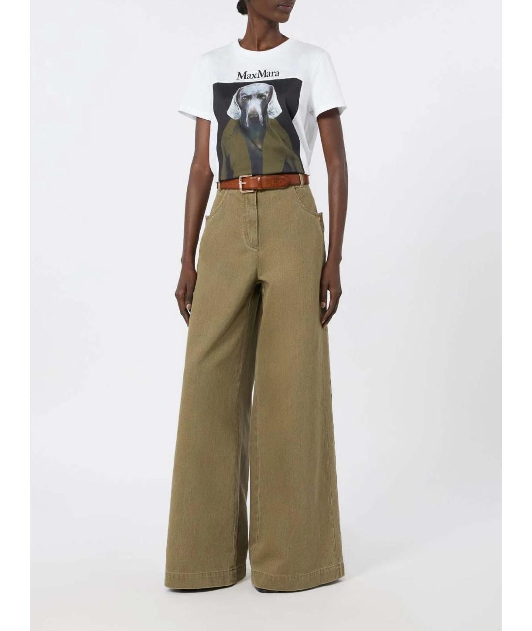 MAX MARA Белая хлопковая футболка, фото 2