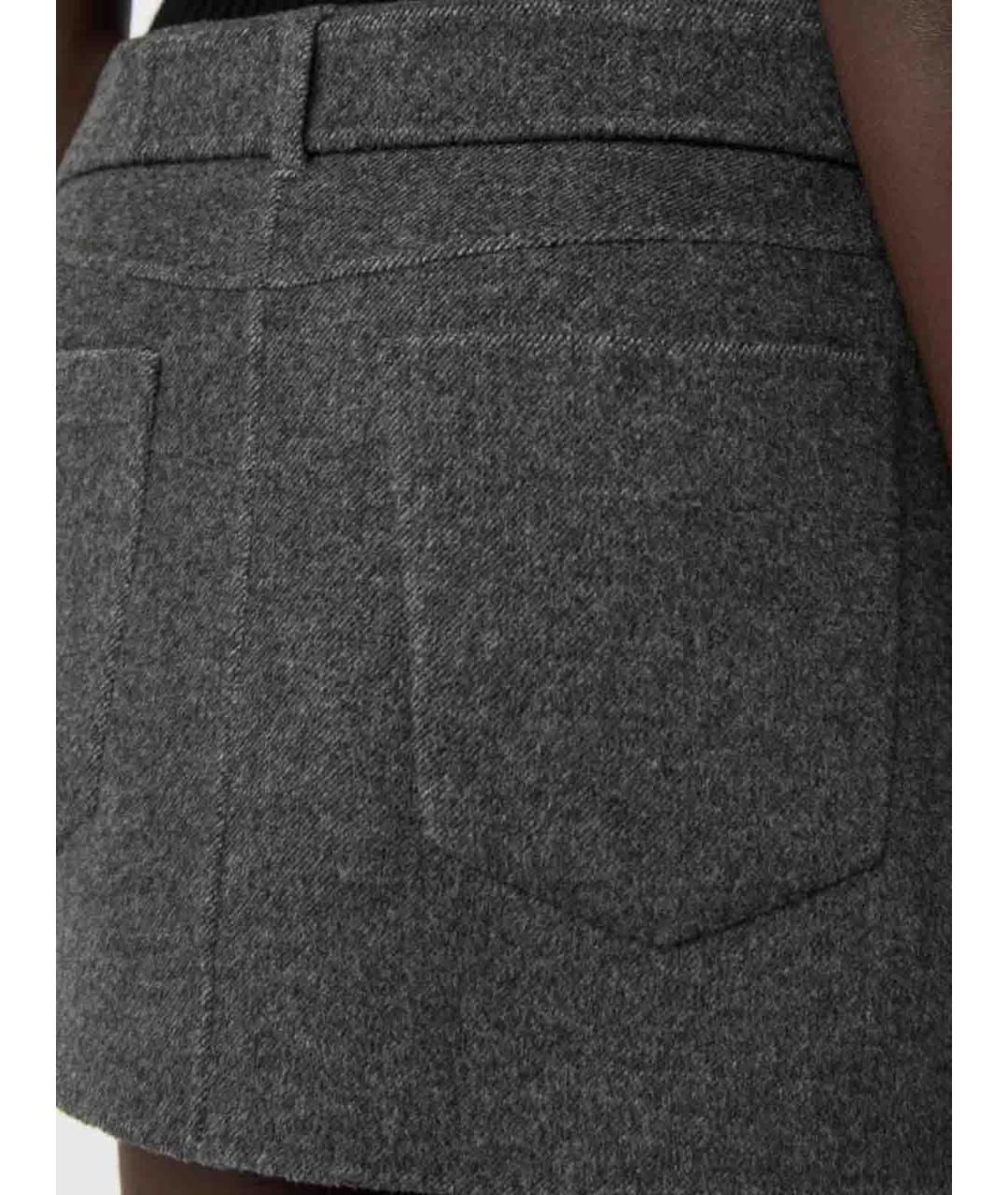 SPORTMAX Серая шерстяная юбка мини, фото 4