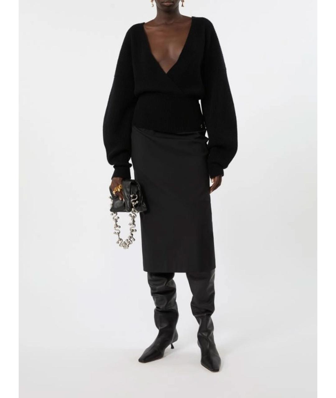 SPORTMAX Черная шерстяная юбка миди, фото 2