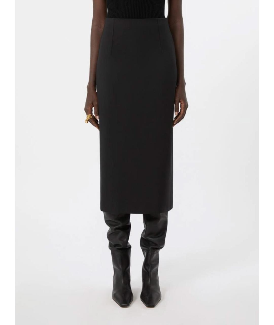 SPORTMAX Черная шерстяная юбка миди, фото 3