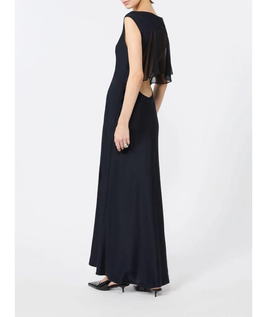 MAX MARA Темно-синее шелковое вечернее платье, фото 2