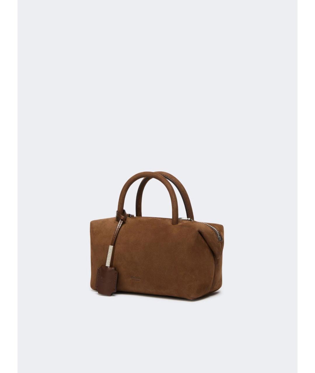 MAX MARA Коричневая замшевая сумка с короткими ручками, фото 2