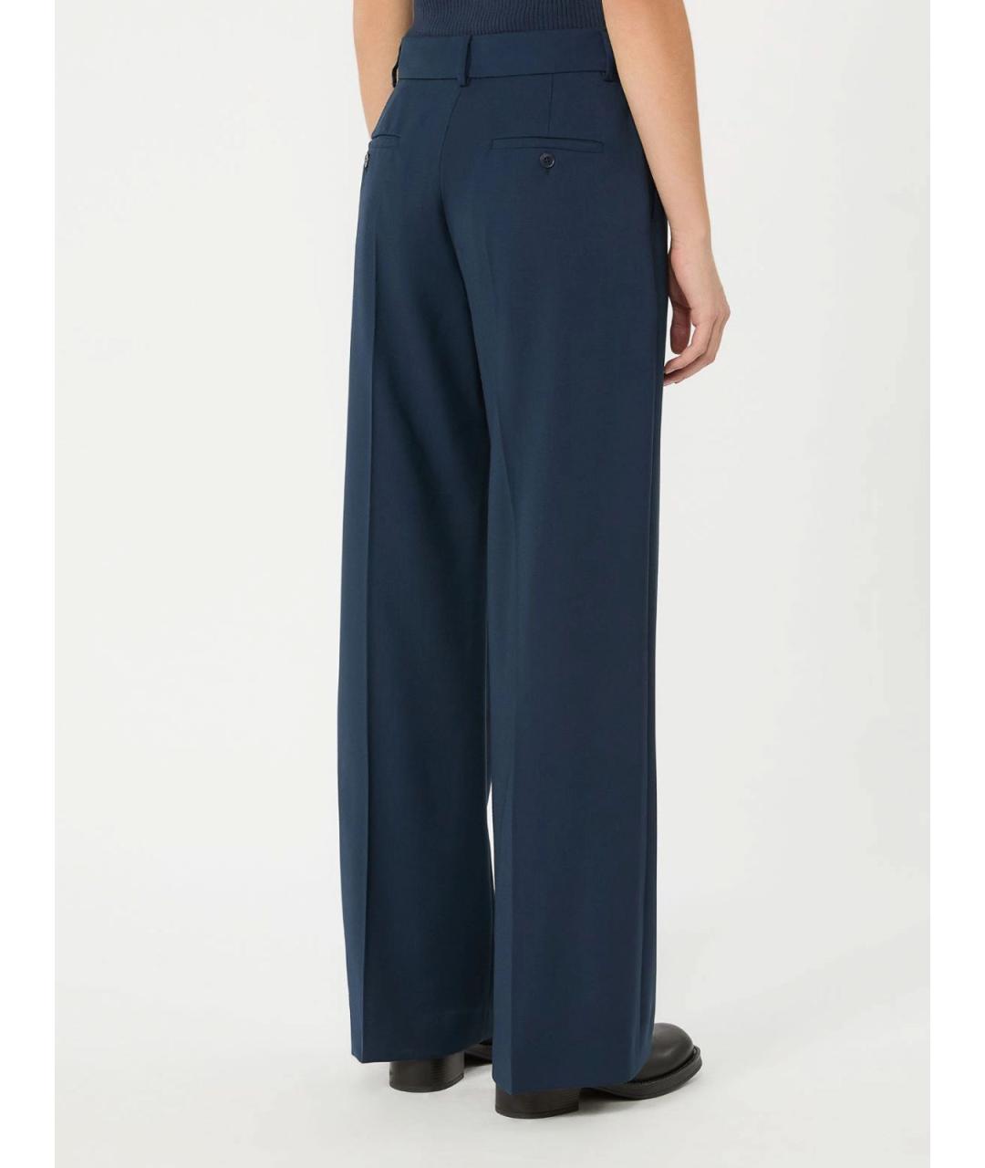 WEEKEND MAX MARA Синие шерстяные прямые брюки, фото 4