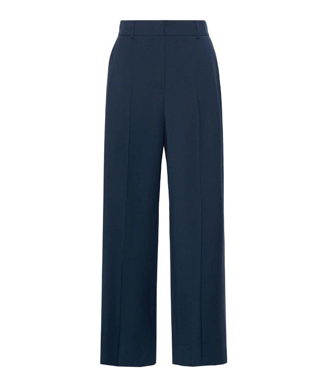WEEKEND MAX MARA Синие шерстяные прямые брюки, фото 1